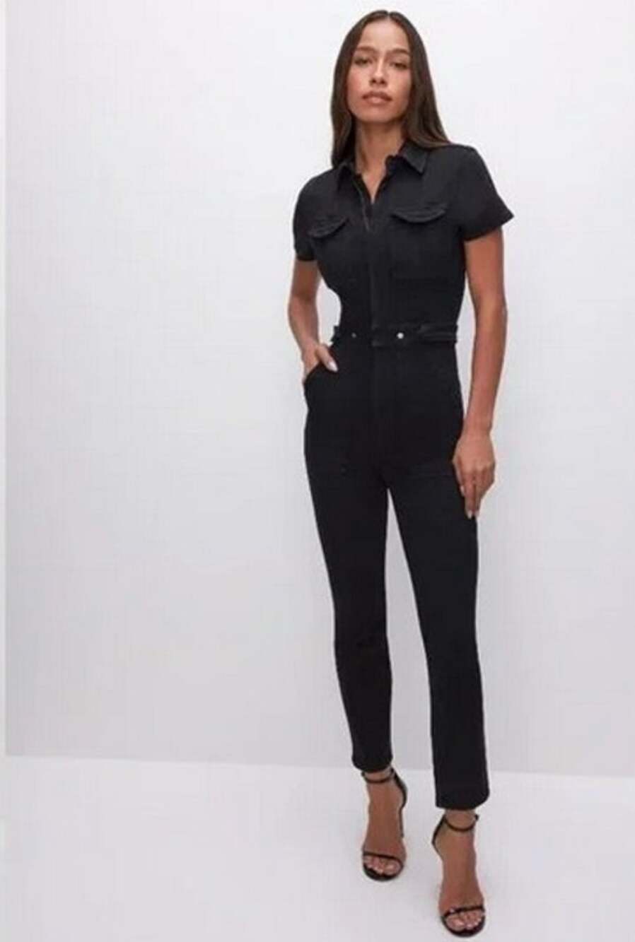 Good American Fit for Success Jumpsuit - Black Denim - XL